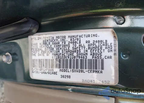 2001 Toyota Camry Le from USA, damaged, VIN 4T1BG22K91U079463